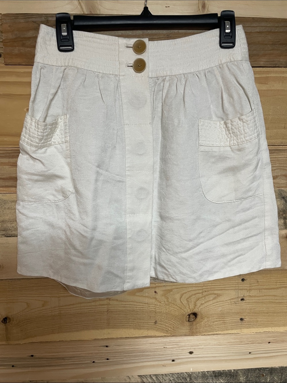 J. Crew size 0 White Button Down Mini Lightweight Linen/Rayon Skirt with Pockets
